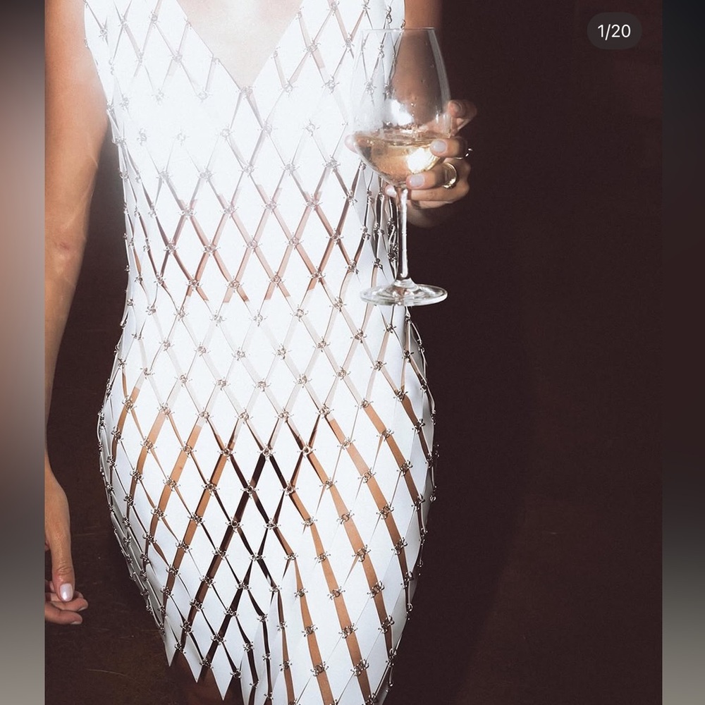 Paco rabanne Silver Mesh Overlay Dress Accessory - White
